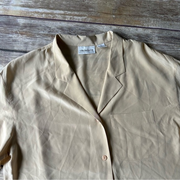 Vintage Liz Claiborne Collection 100% Silk Blouse Butter Yellow Sz 12 - Picture 3 of 5